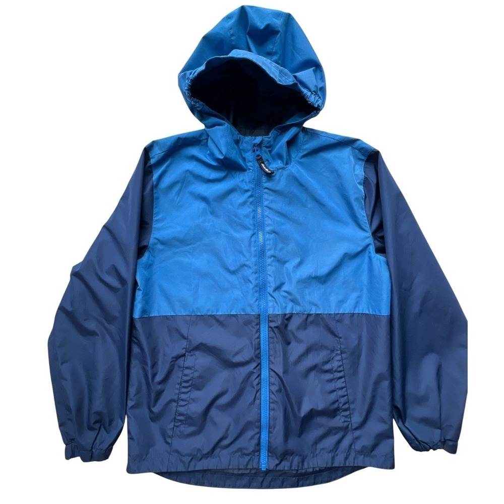 Eddie Bauer Jacket Kids L 14-16 Blue Navy Hooded Full Zip Double Zipper Hiking